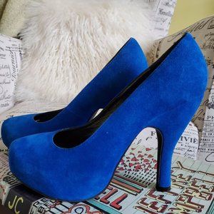 Jeffrey Campbell Blue swede shoes heels size 7